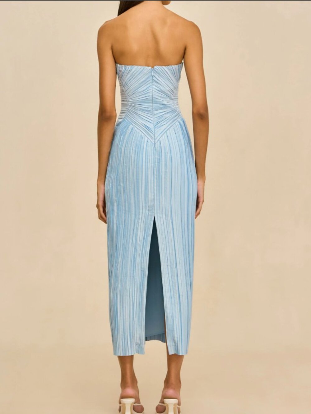 CULT GAIA ASHIKA GOWN STRAPLESS PLEATED COASTAL BLUE - Picture 3 of 5